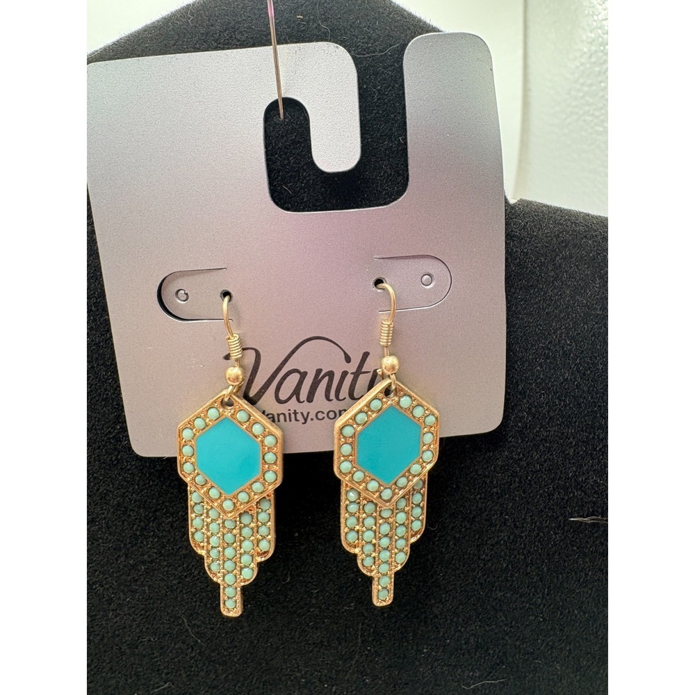 Vanity BOHO Hexagon Turquoise‎ Tangle Earrings